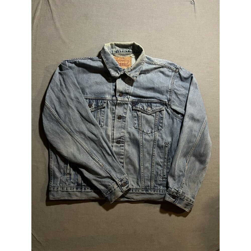 Vintage LEVIS 507 Denim Jacket Mens M Blue‎ Faded Distressed Button Adult.